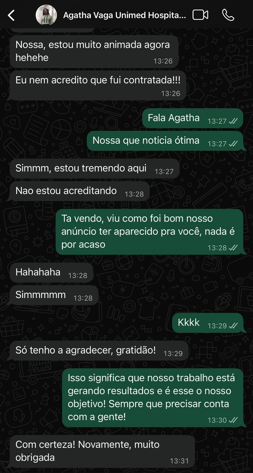 Depoimento cliente WhatsApp