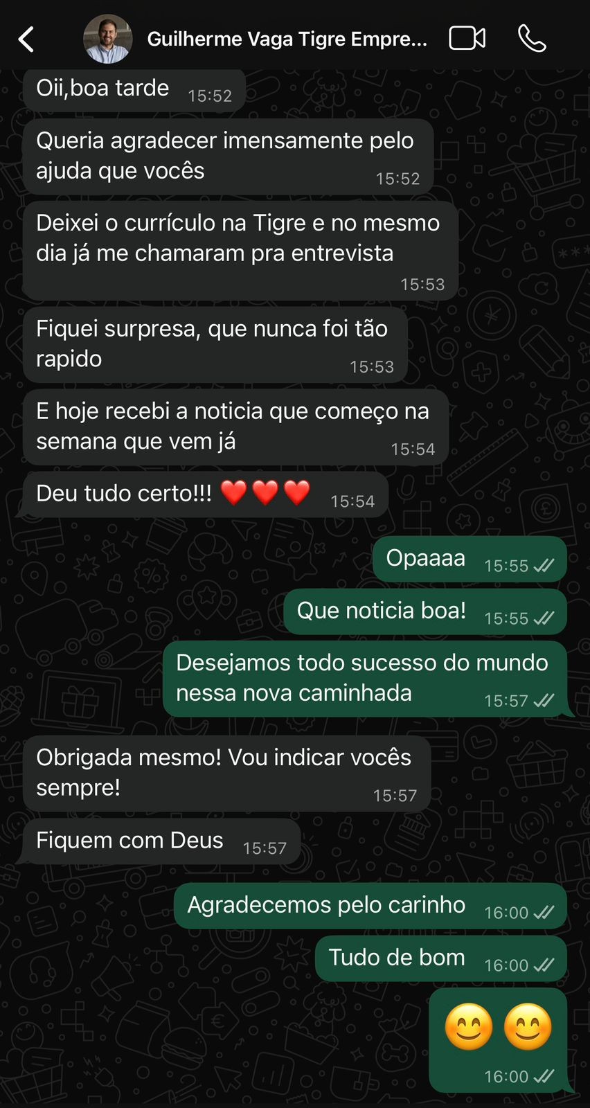 Depoimento cliente WhatsApp